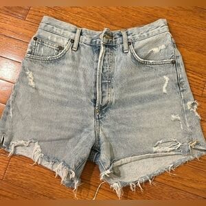 AGOLDE Distressed High Waisted Light Blue Dee Shorts Size 26 EUC